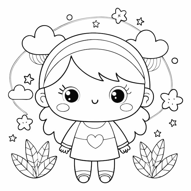 Vector a cartoon of a girl with a heart on her head