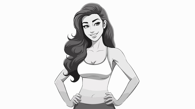 a cartoon of a girl with her hands on her hips