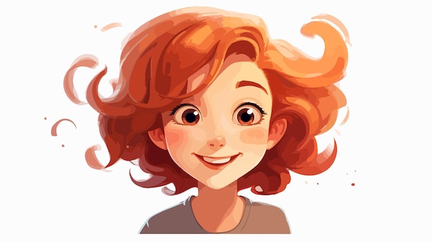 Vector a cartoon of a girl with red hair