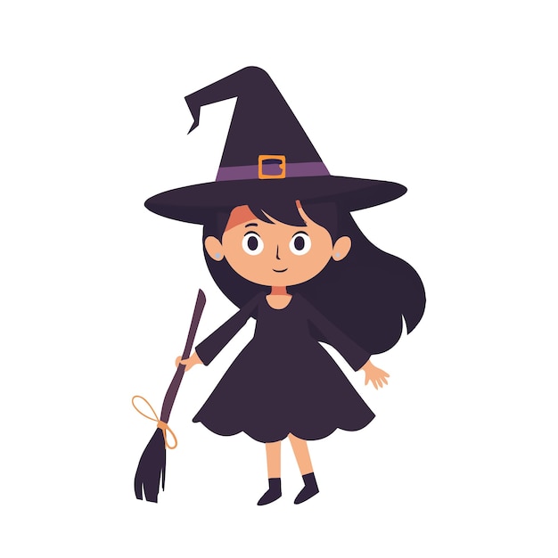 a cartoon girl with a witch hat and a witch hat