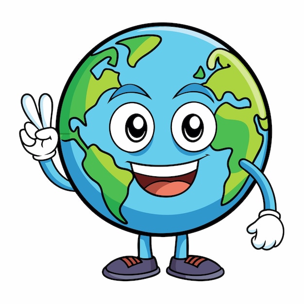 Vector a cartoon of a globe with the word peace on it