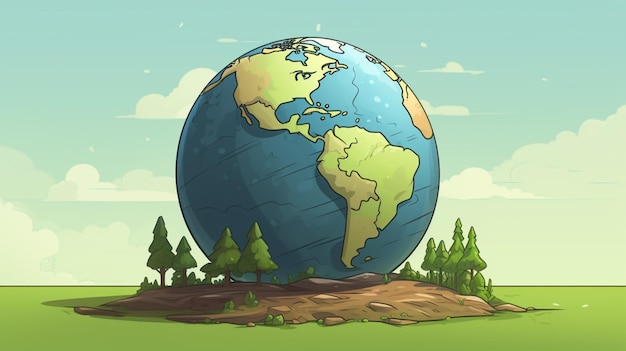 a cartoon of a globe with the words earth on it