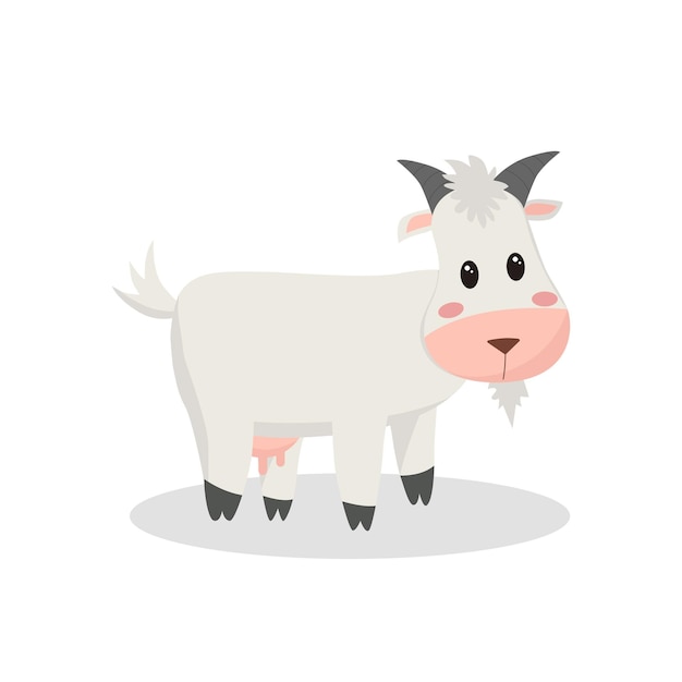 Cartoon goat character Cute farm animal vector illustration