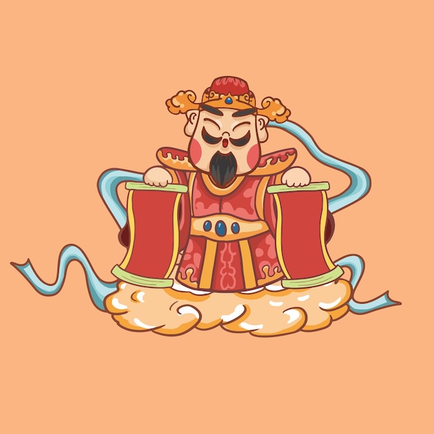 Cartoon god of wealth and fairy illustration design