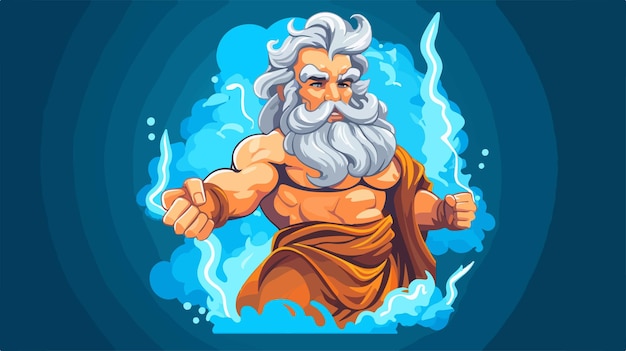 cartoon of a god with a blue background