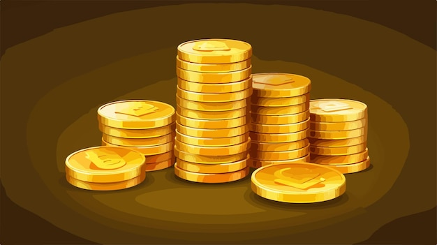 a cartoon of gold coins with the letter p on it