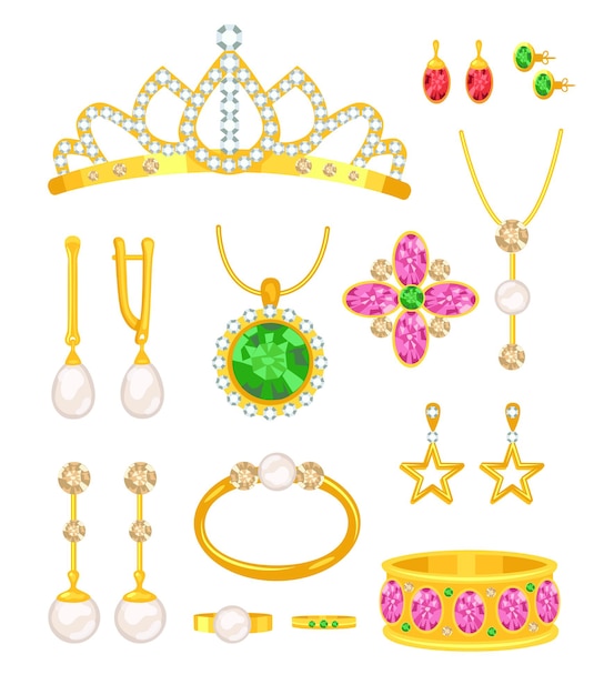 Cartoon gold jewelry set