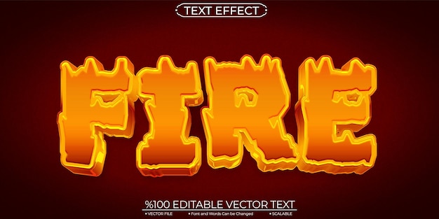 Vector cartoon gold luxury fire editable and scalable text effect