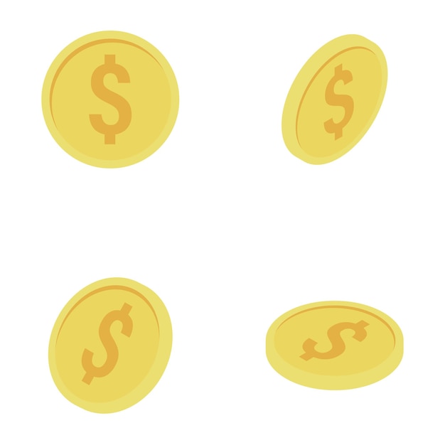 Cartoon golden coins stacks lots money finance business profits and wealth gold coin pile vector illustration