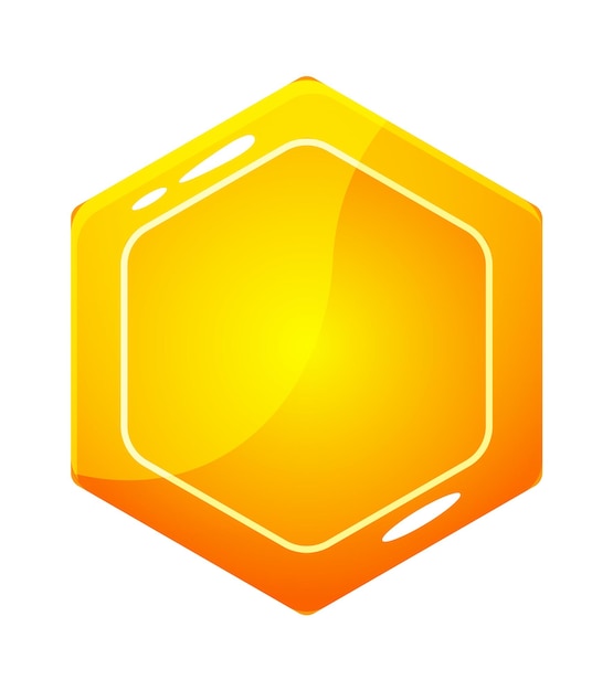 Cartoon Golden hexagon shape icon Vector illustration