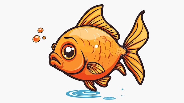 a cartoon of a goldfish with the words  fish  on it