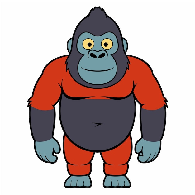 a cartoon of a gorilla that is wearing a red shirt