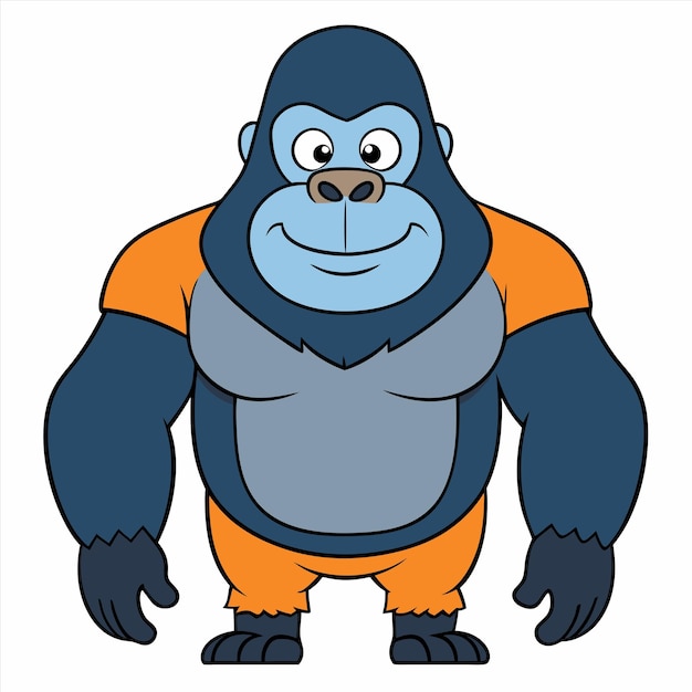 a cartoon of a gorilla wearing an orange shirt with a blue shirt on it