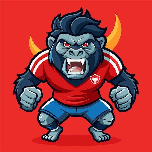 Vector a cartoon of a gorilla wearing a red shirt with the words gorilla on it