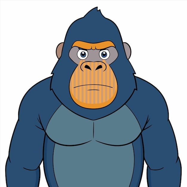 a cartoon of a gorilla with a blue body and a blue shirt