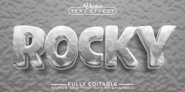 Cartoon Gray Rocky Vector Editable Text Effect Template