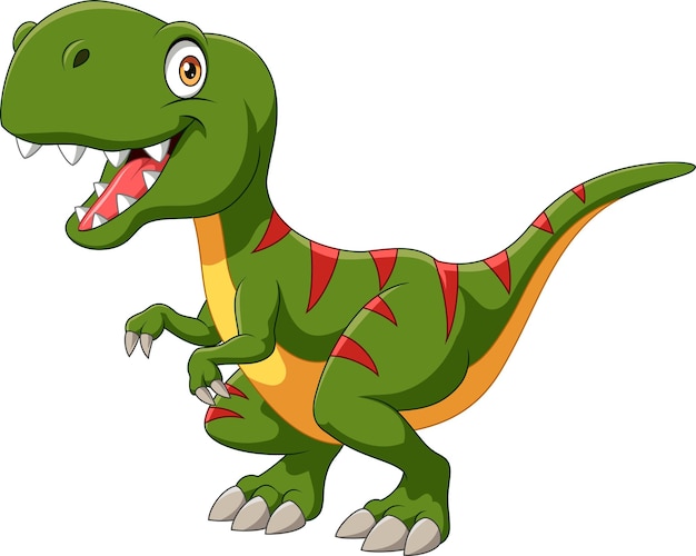 Cartoon green dinosaur on white background