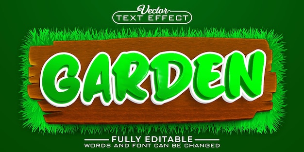 Cartoon Green Garden Vector Editable Text Effect Template