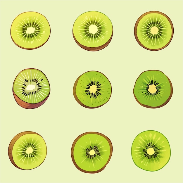 cartoon green kiwi fruit sticker clipart