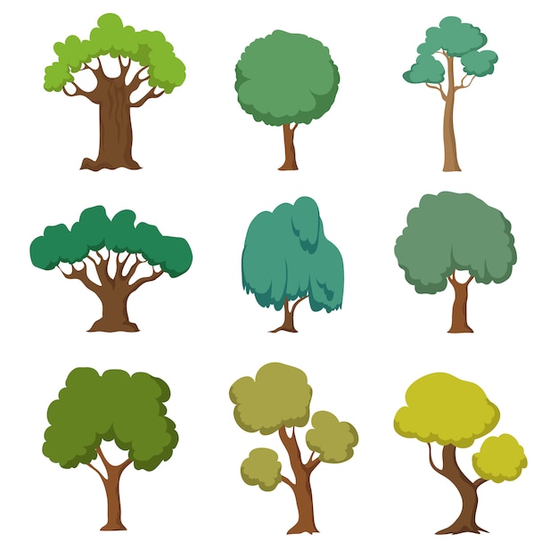 Cartoon green trees