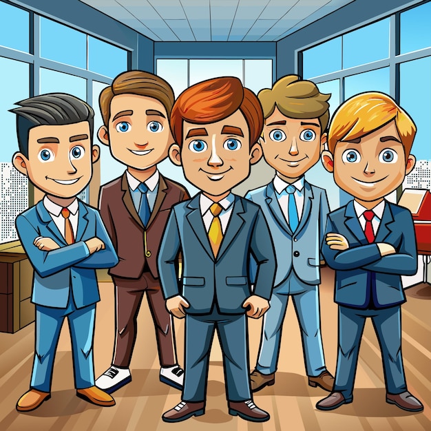 Vector a cartoon of a group of men with their arms crossed