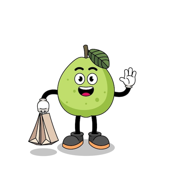 Cartoon of guava shopping character design