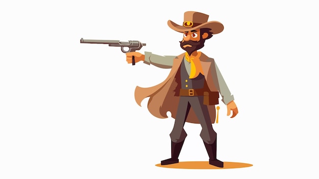 Cartoon Gunfighter with Banner Illustration