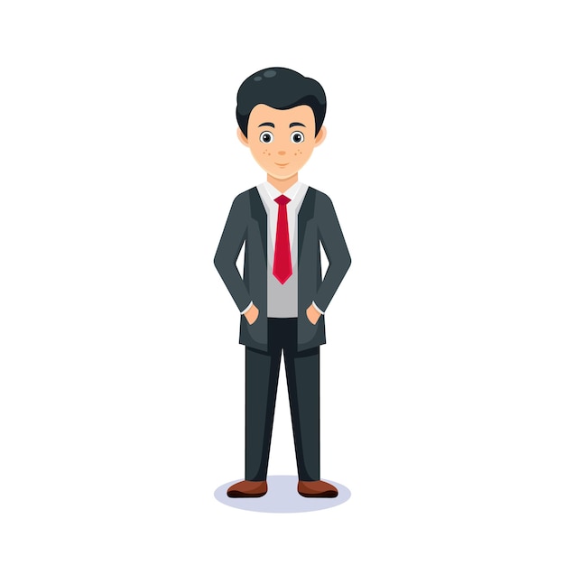 cartoon guy in various poses. Friendly handsome man in office clothes, Isolated on whit