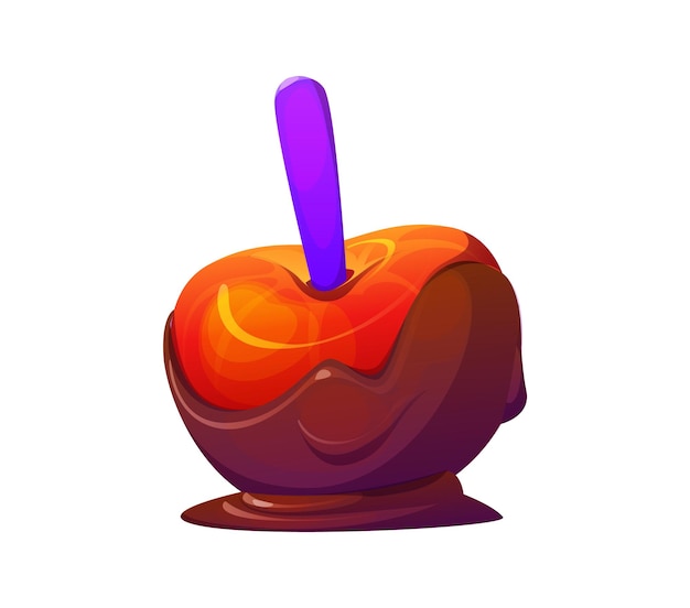 Vector cartoon halloween holiday caramel candy apple