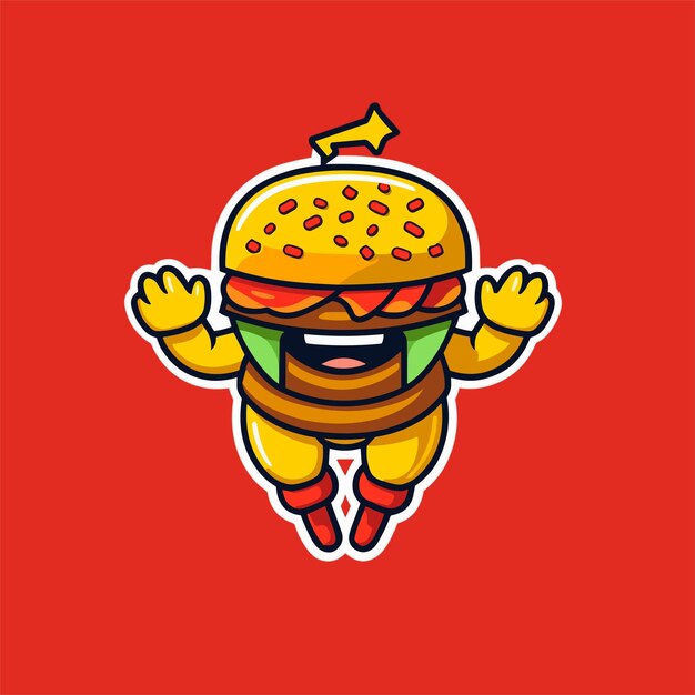 Vector a cartoon hamburger character with a green hat and glasses.