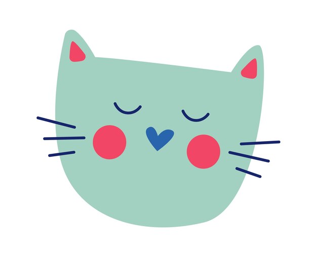 Cartoon hand drawn abstract cat flat icon