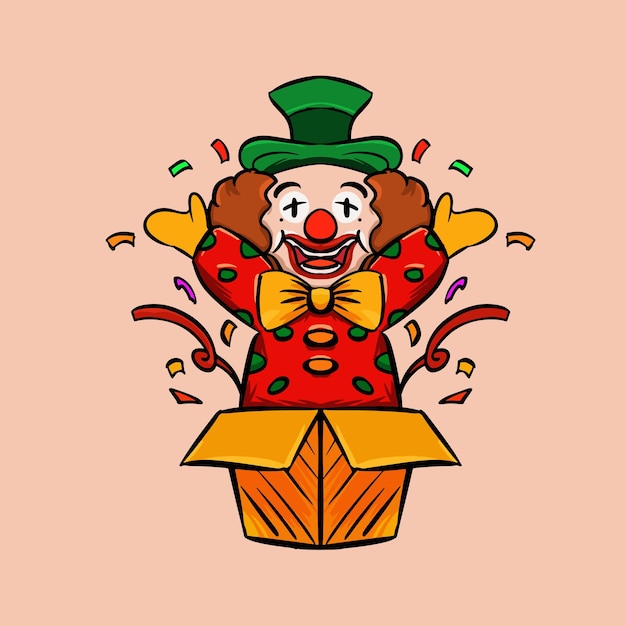 Cartoon hand drawn fools Day clown illustration design