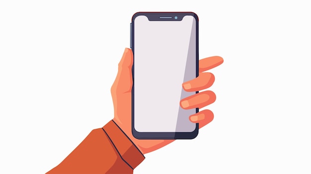 a cartoon of a hand holding a phone with a screen showing a screen that says  iphone