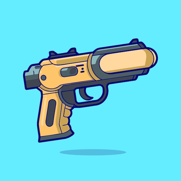 Cartoon Handdrawn pistol handgun vector illustration