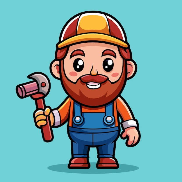 Vector cartoon handyman with wrench