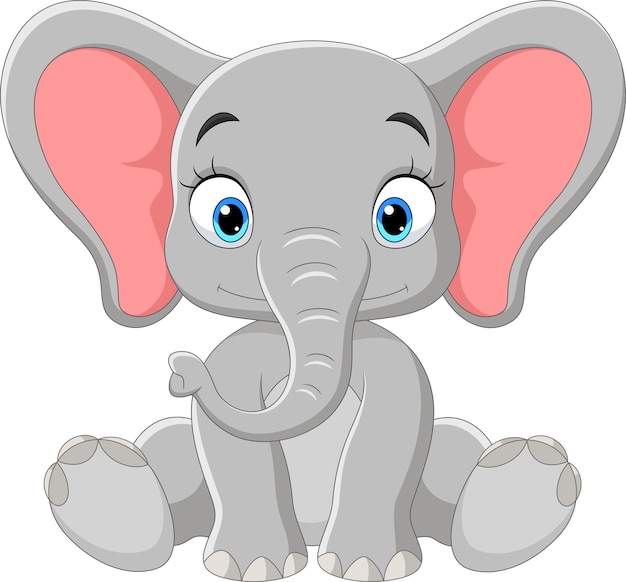 Cartoon happy baby elephant sitting