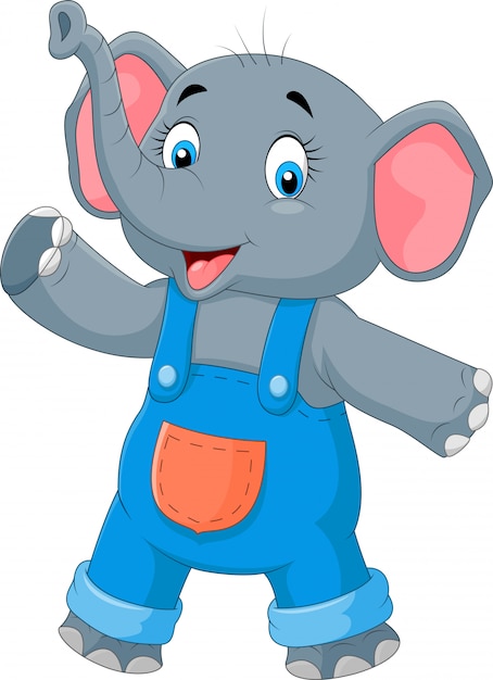 Cartoon happy elephant waving hand