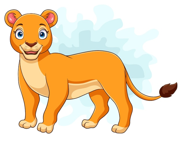 Cartoon happy female lion isolated on white background