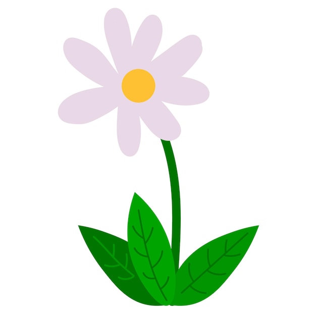 Cartoon happy flower in flat style isolated on white background