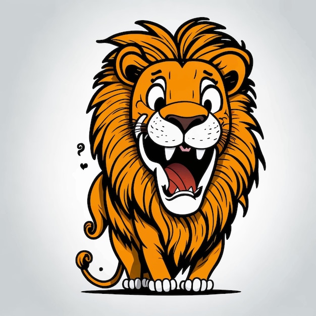 cartoon happy lion vector illustration white background