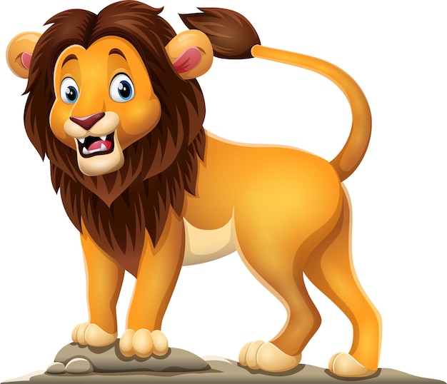 Cartoon happy lion on white background