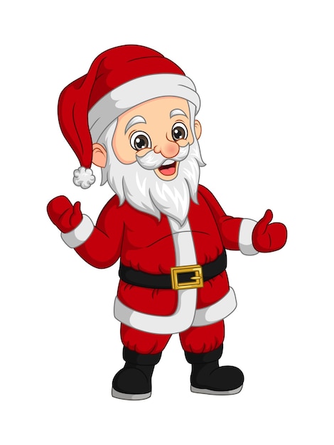 Cartoon happy santa claus waving hand