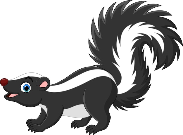 Cartoon happy skunk on white background