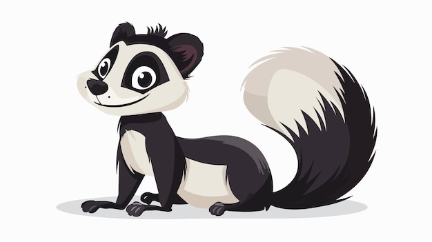 Cartoon Happy Skunk on White Background