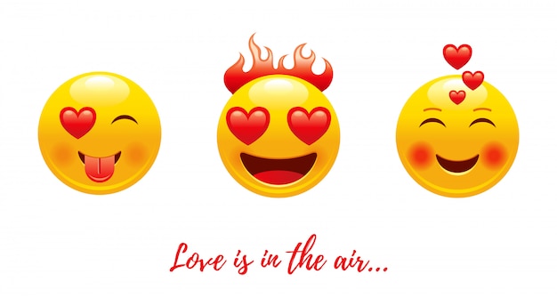 Vector cartoon happy valentine's day with heart love emoji.