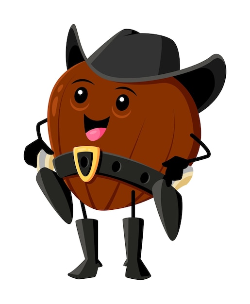 Cartoon hazelnut nut cowboy ranger or bandit