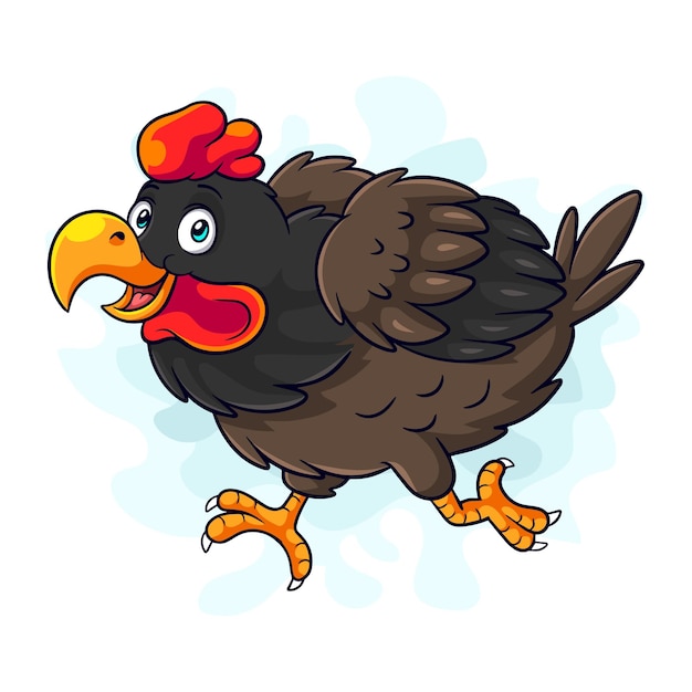 Cartoon hen on white background