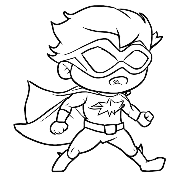 Vector cartoon hero vector illustration line art