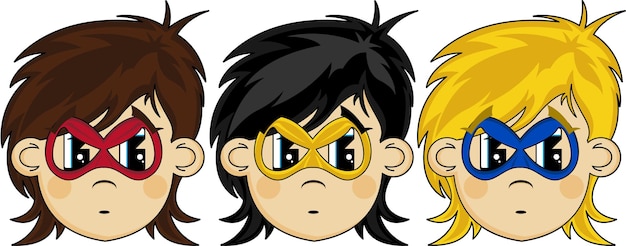 Cartoon Heroic Superhero Comic Book Character Faces