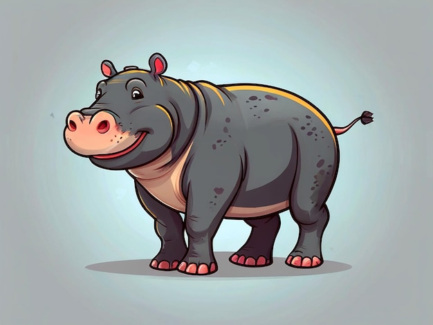 a cartoon of a hippo with a blue background